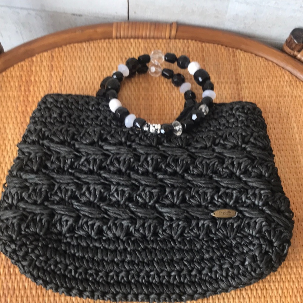 Cappelli Straworld acrylic beaded handle handbag